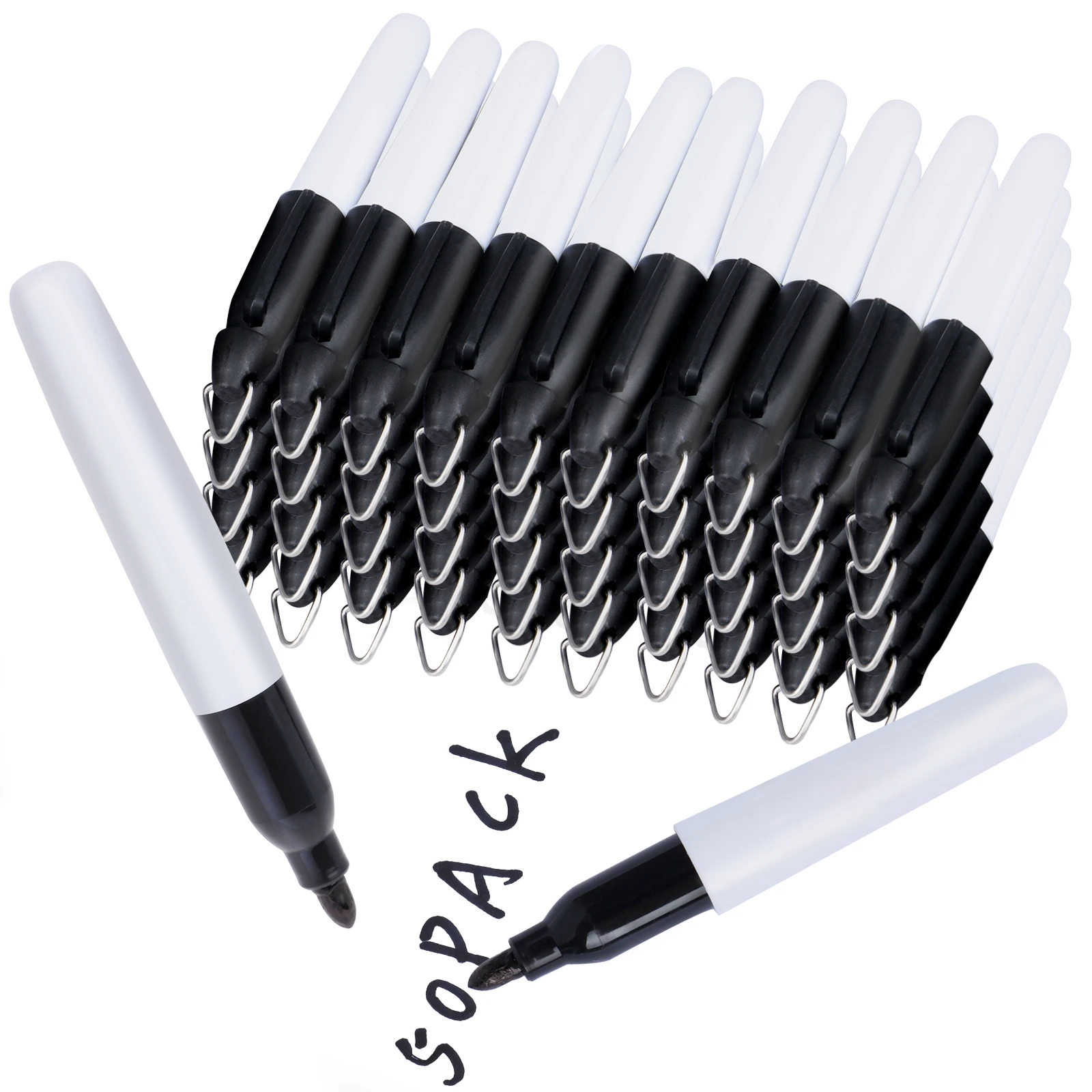 

50 Pcs Mini Permanent Markers With Cap Clips Golf Ball Marker Pen Dry Erase Mark