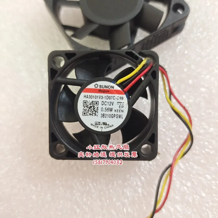 

SUNON HA30101V3-1D07C-G99 DC 12V 0.56W 30x30x10mm 3-Wire Server Cooling Fan