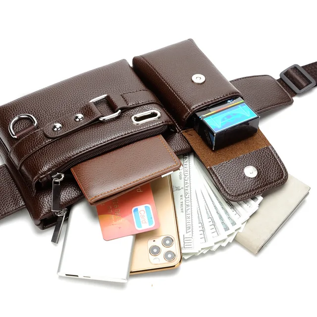 필수품을 스타일리시하고 편리하게 보관하는 남성용 가죽 허리 가방