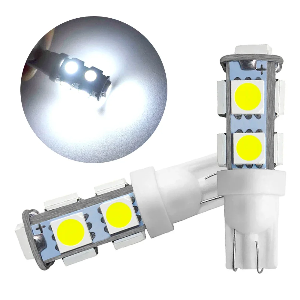 

2 шт., универсальные белые Автомобильные светодиодные лампы 5050 SMD 9Led 194 168 DC 12 В