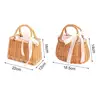 Wicker Flower Basket Rustic Style Woven Handbag Handmade Rattan Woven Trendy Concise Women Handbag Picnic Fabric Rattan Basket 6