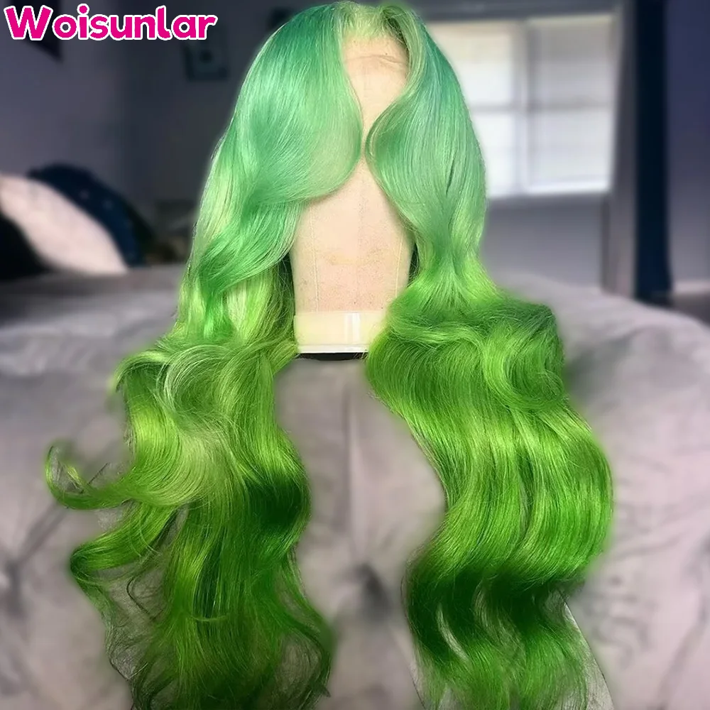 

Зеленые и зеленые парики с эффектом омбре, человеческие волосы для женщин, прозрачные волнистые бразильские волосы на сетке 4x4 5x5, парики из натуральных волос 100%