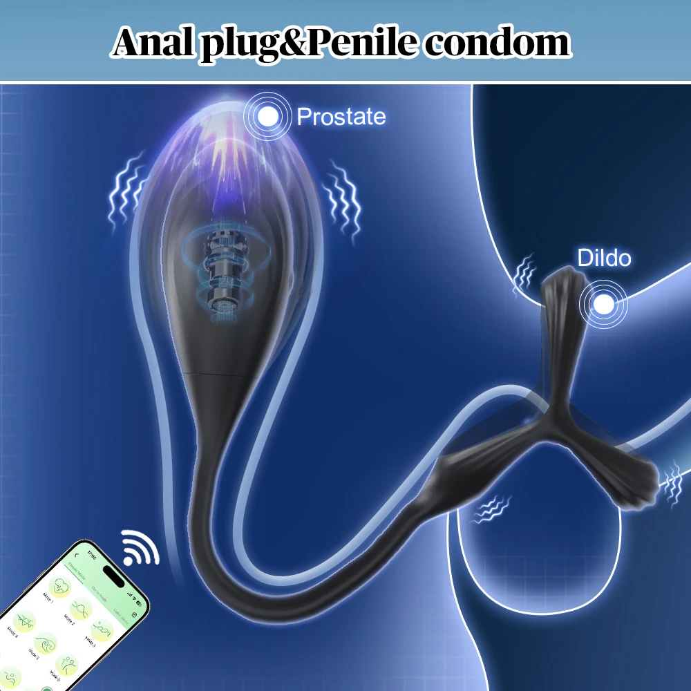 APP Control Cock Ring für Männer Ejakulation Verzögerung Prostata-massagegerät Anal Vibrator Butt Plug Homosexuell Anal Plug Erwachsene Sex Spielzeug für Männer 1