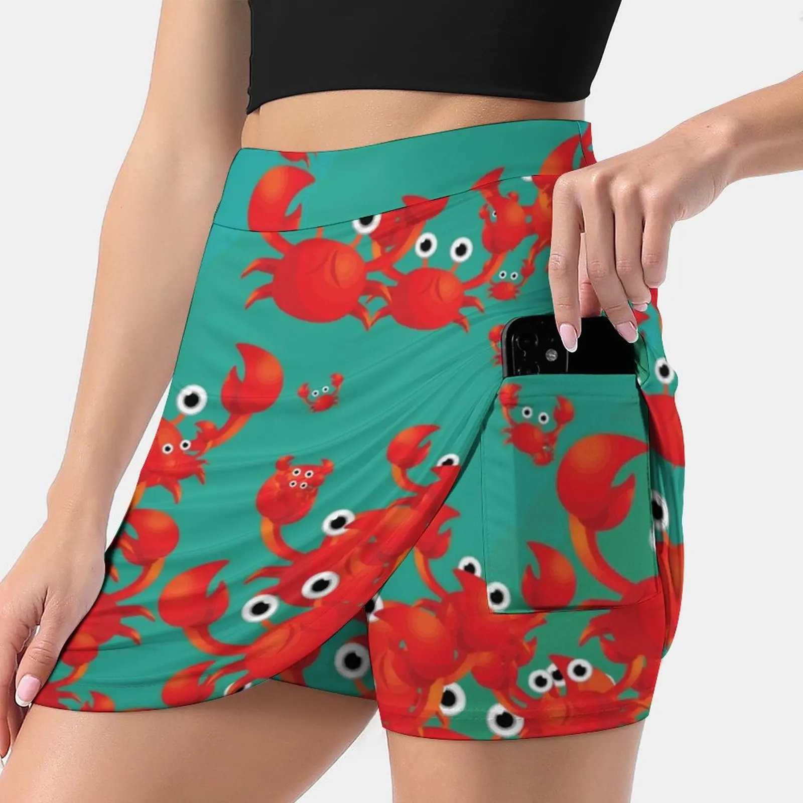 

Crab World Women's skirt Aesthetic skirts New Fashion Short Skirts Crabs Pattern Underwater Animals Cartoons Red Sea Ocean Life