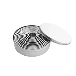 11-Piece Stainless Steel Round Cookie and Pastry Cutter Set (Metal box)