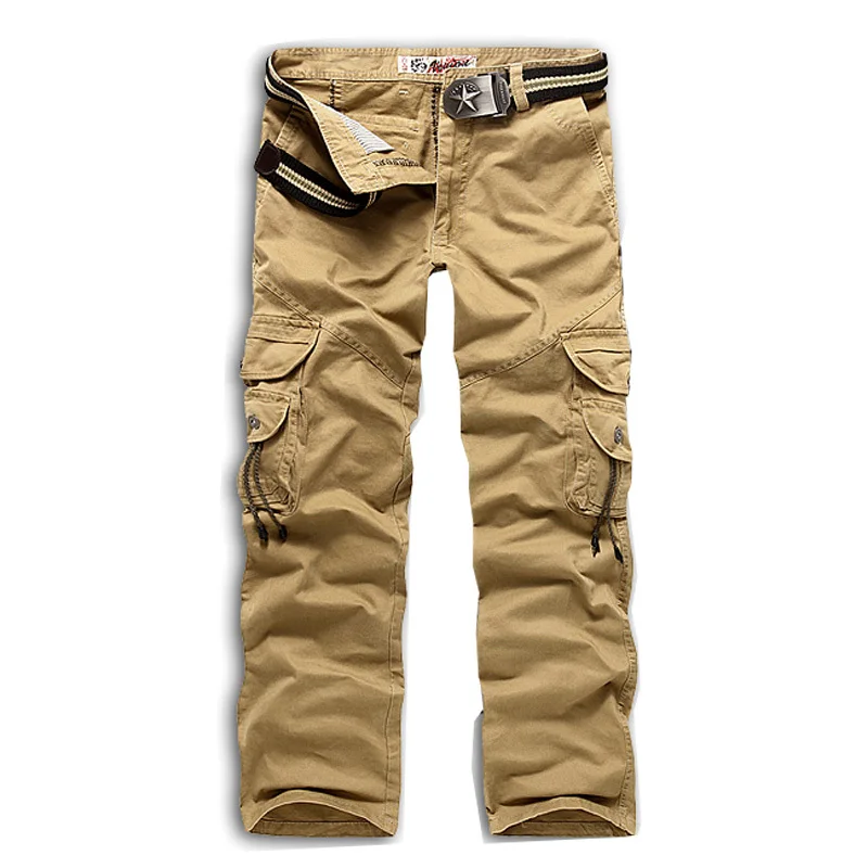 

New 2016 Promotion Men cargo pants military style Camouflage pants Army Pants Khaki Multi-pocket Overalls Pants Men Plus Size