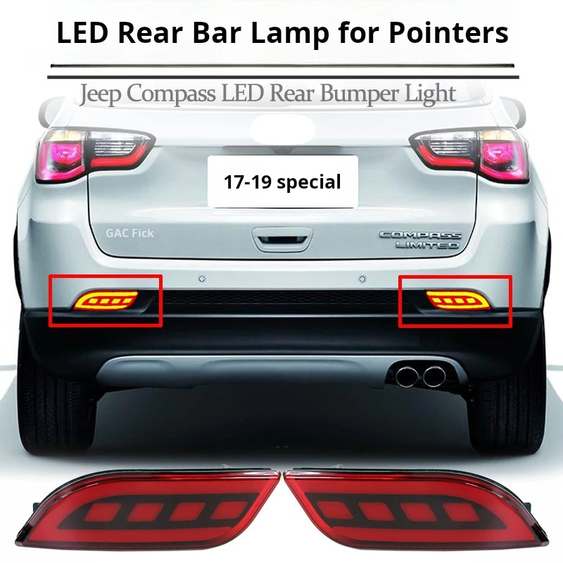 

Suitable For Jeep Compass 17-21, Led Rear Bumper Light, Brake Flash, Turn Signal, High Brightness, Waterproof, Rear Fog Tail Li