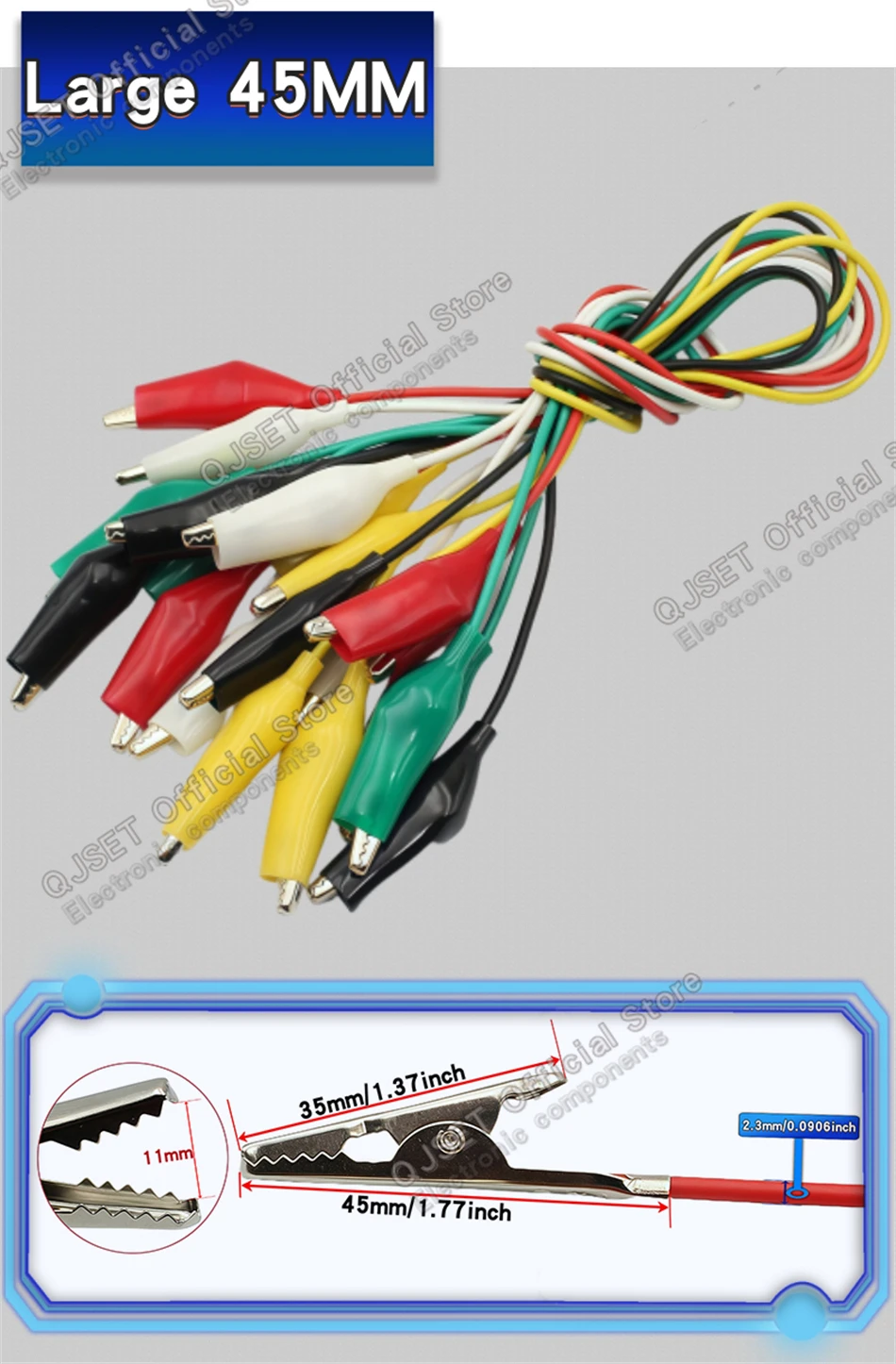 10 Stück 50 cm Clip-Nummer 28 mm/35/45 mm Krokodilklemmen mit Drähten, Überbrückungsdrähte mit Krokodilklemmen für elektrische Krokodilklemme – Detail 6