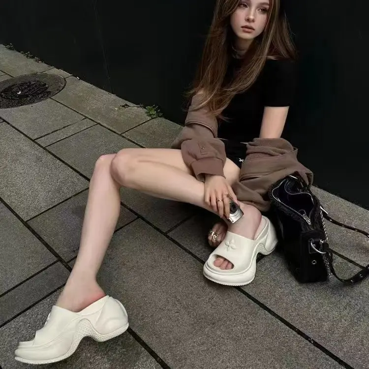 Shevaluse Hausschuhe mit dickem Absatz für Damen, Sommer, Outdoor, neue Mode, dicker Boden, Sandalen, bequeme Slip-On-Schuhe, weiche Hausschuhe – Detail 6