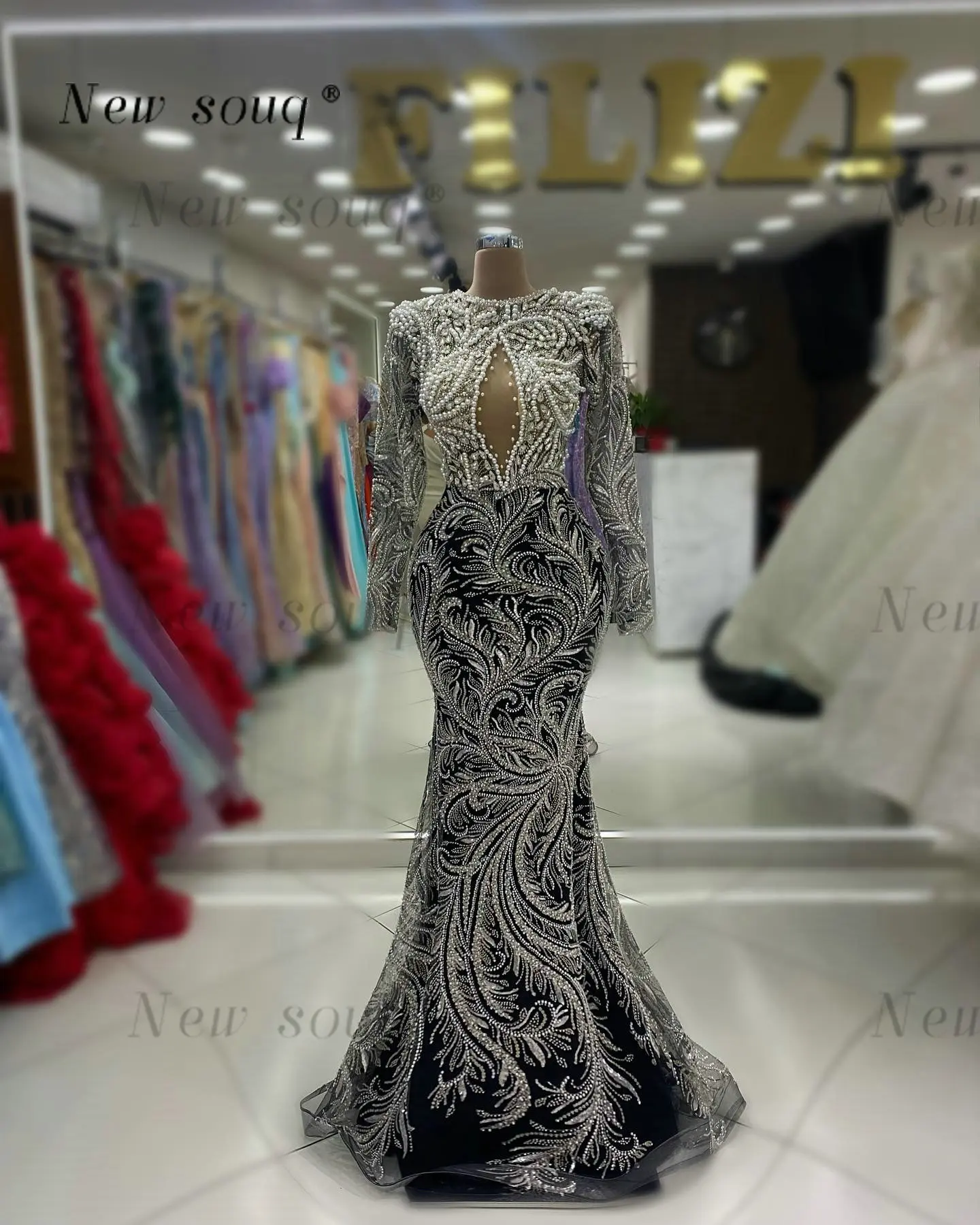 

Винтажные бриллиантовые платья Ближнего Востока, элегантные вечерние платья с жемчугом и вырезом «Замочная скважина», одежда для гостей свадьбы и вечеринки