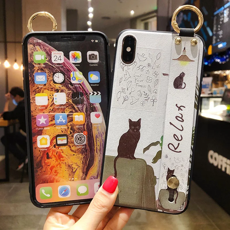 Funny Cat Wrist Strap Phone Holder Cover