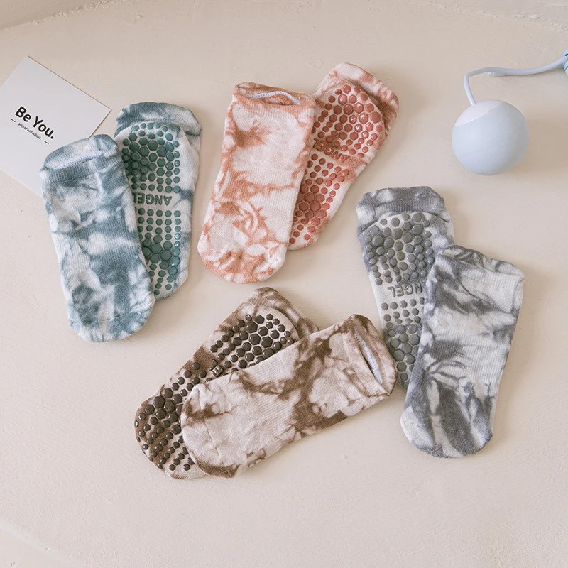 Yoga Socks Women Cotton Tie-dyed Silicone Non-slip Pilates Grip Towel Low-ankle Sock yoga socks