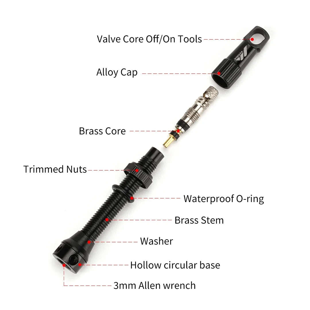 High-Performance Aluminum Alloy Presta Valve Pair for Tubeless Bikes