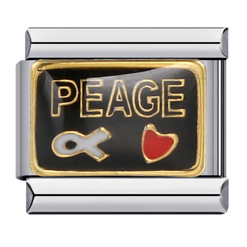 English Letter I Love My Cat Bingo Love Link for Elastic Chain DIY Jewelry 9mm Stainless Steel Italian Charm Bracelet