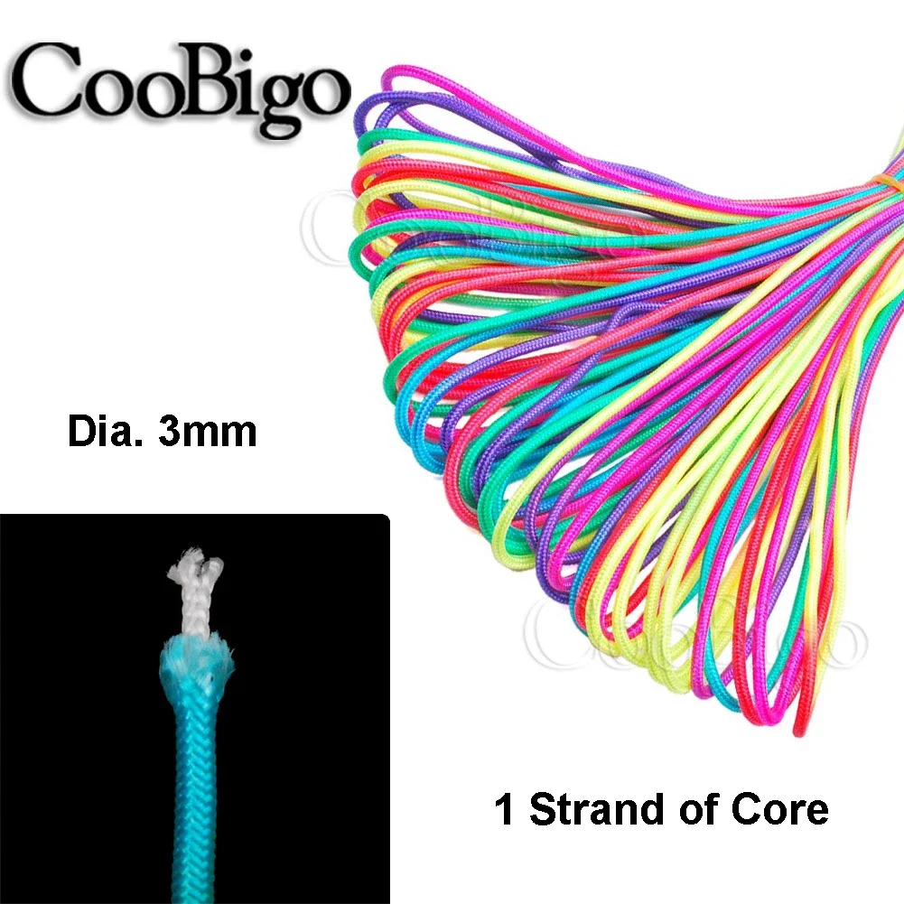 10/328ft 3mm Rainbow Colors Parachute Cord Lanyard Rope Paracord Bracelet Cordon One Strand Climbing Camping Survival Equipment