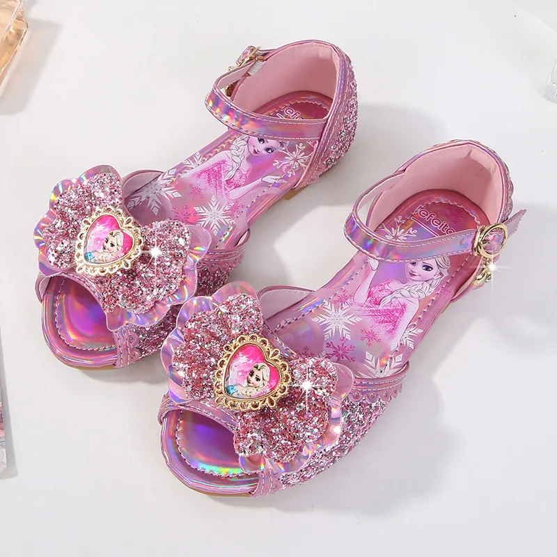 

Disney Frozen Girls Summer Sandals Crystal Jelly Performance fashion Shoes Princess Elsa Bow Party Dance Shoes Kids Sandals