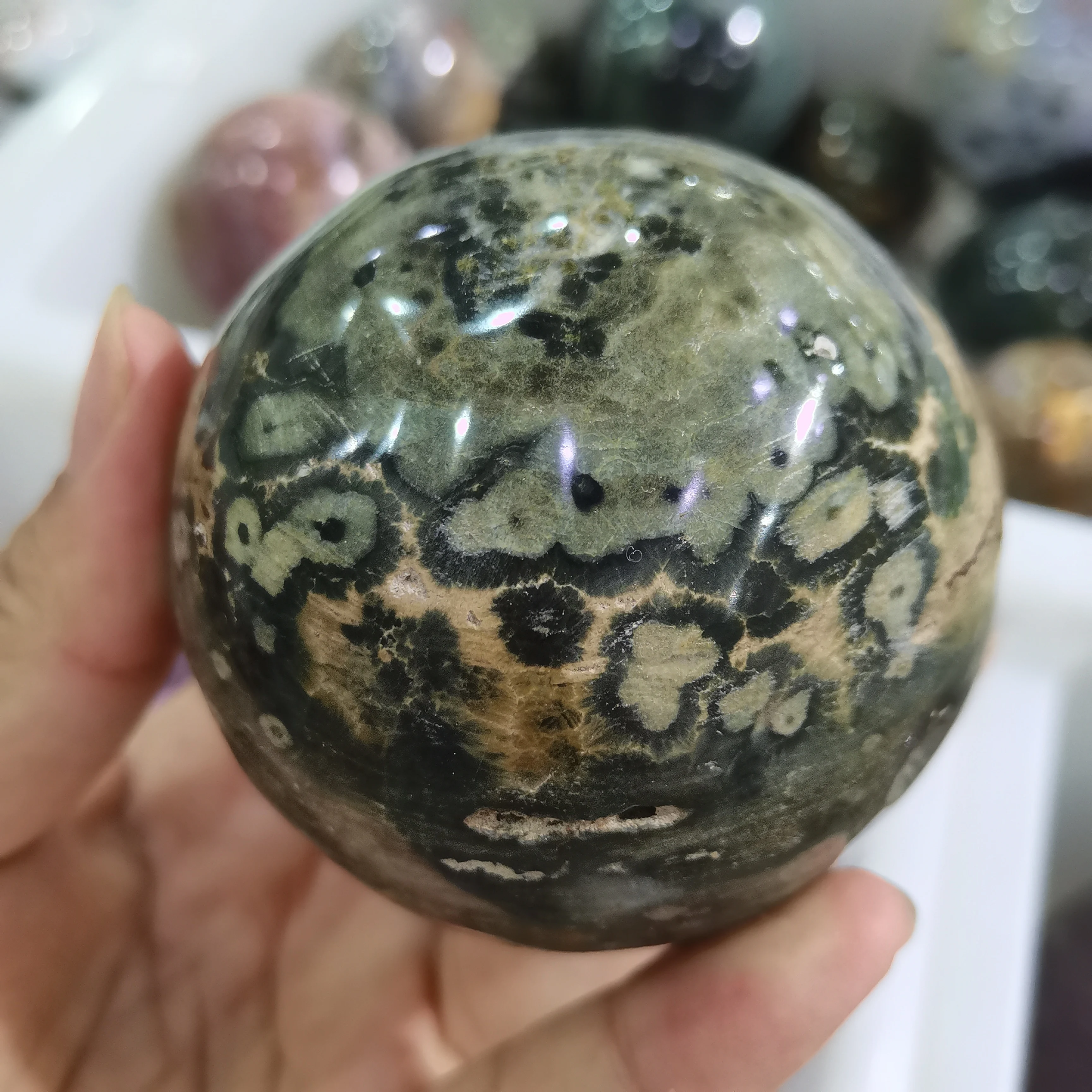 

High Quality Natural Crystal Ocean Jasper Sphere Polished Gemstone Healing Energy Small Ball For Home Decoration Gift