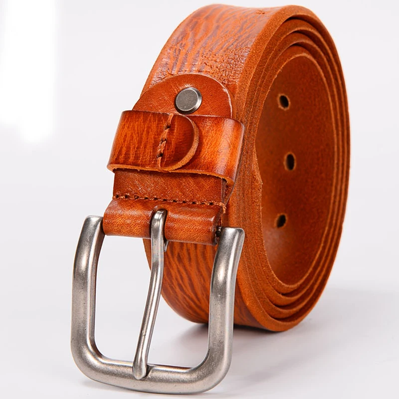 Men Cowhide Belt Copper Buckle 3.7CM