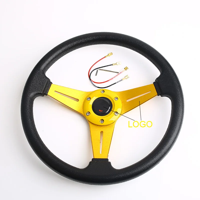 Universal 14inch Leather Steering Wheel Drift Sport Steering Wheels hollow car steering wheel