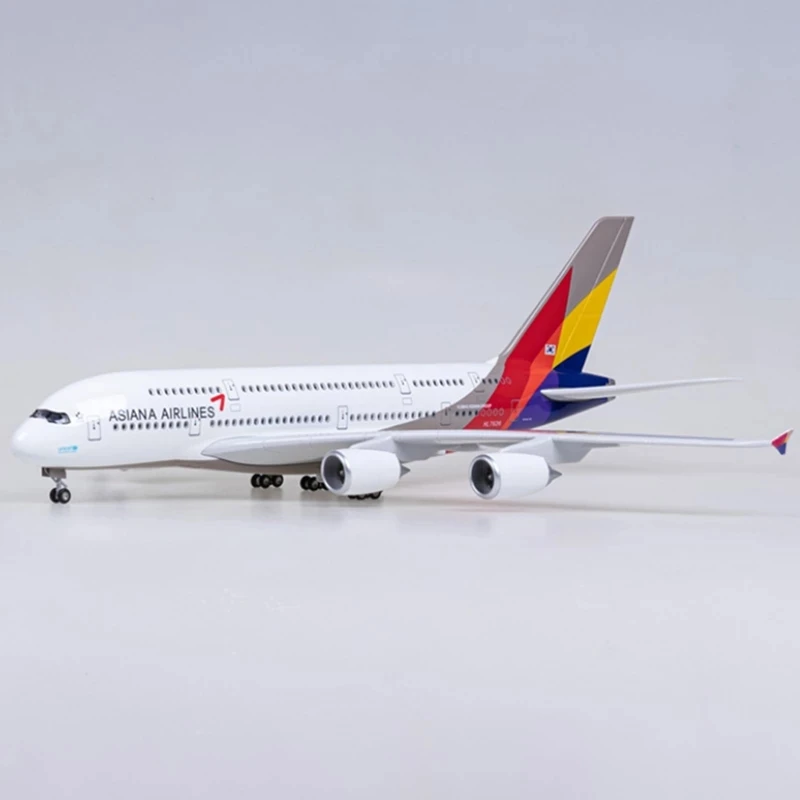 

1/160 Scale 50.5CM Airplane 380 A380 Korean ASIANA Airline Model W LED Light &Landing Gears Diecast Plastic Resin Plane Toy