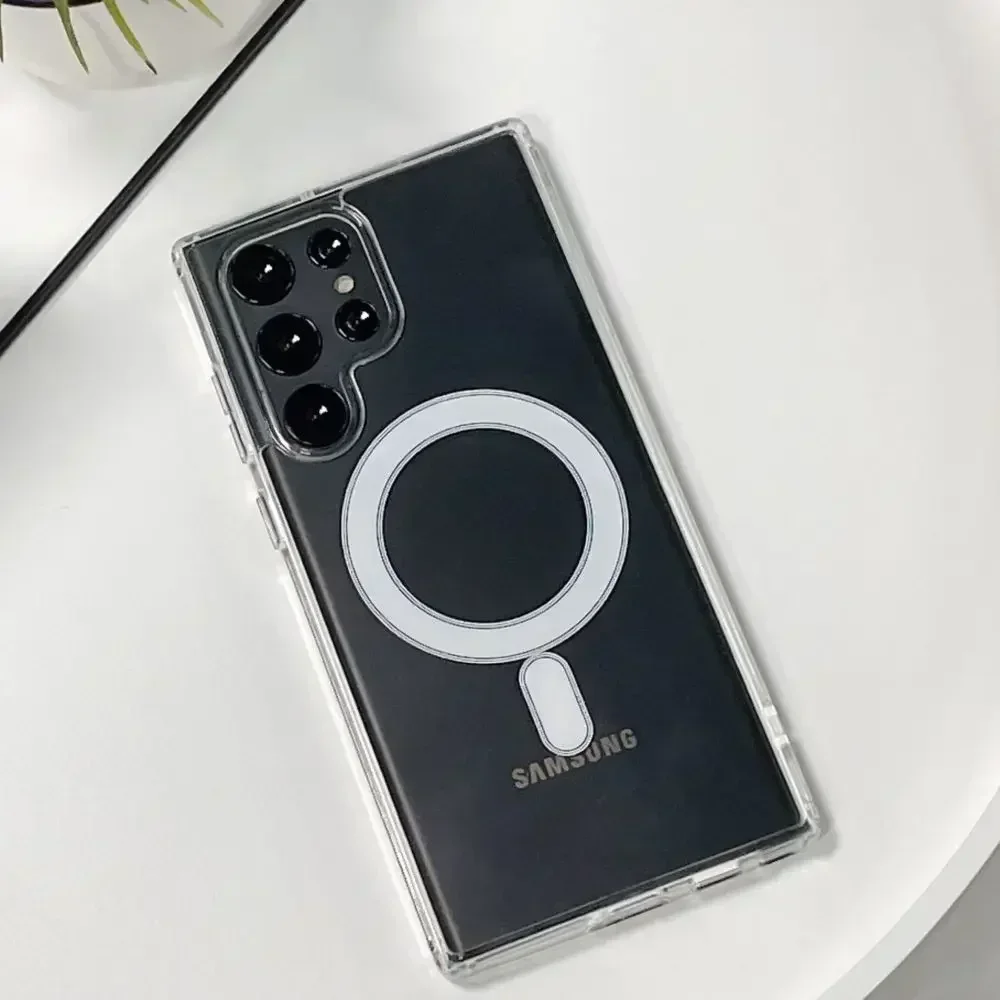 Premium Magnetic Clear Shockproof Case with Wireless Charging Compatibility