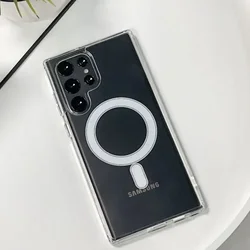 Premium Magnetic Clear Shockproof Case with Wireless Charging Compatibility for Samsung S23 (Clear)