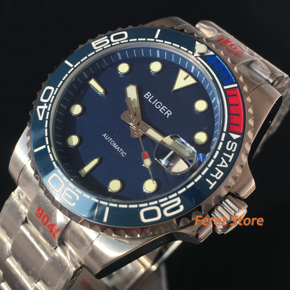 

Часы мужские светящиеся с синим циферблатом, 40 мм, из нержавеющей стали