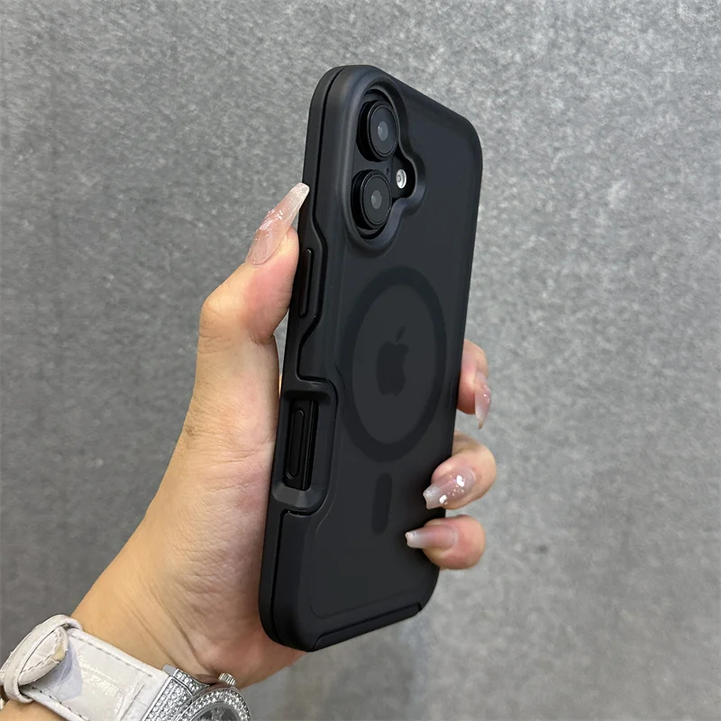 Magnetic Neon Matte Translucent Shockproof Armor Case with Magsafe Charging Compatibility