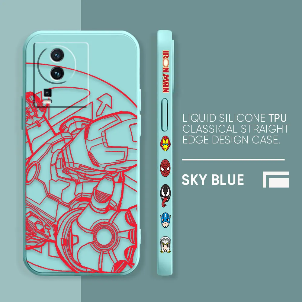 thumbnail image 1 of Case For VIVO IQOO 5 7 8 9 10 11 Pro 5G Z6 Z7 NEO3 5 5S 6 7 Colour Simple Liquid Silicone Case Marvel Iron Man Comics, 1 of 5