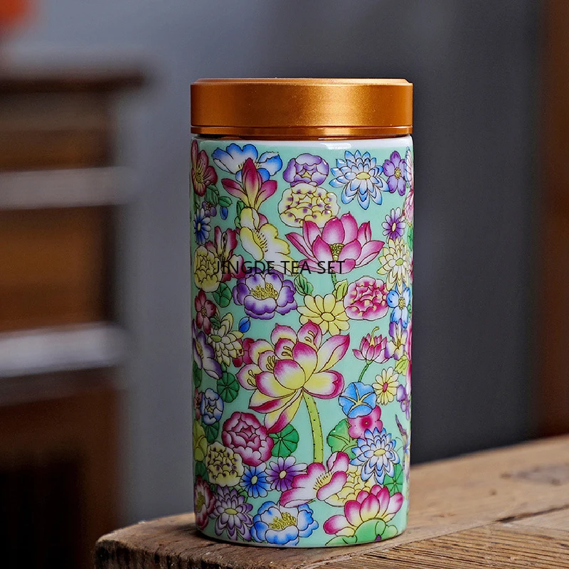 Enamel tea and sugar jar ceramic multifunctional home medicine coffee bean sealed jar kitchen storage bottle