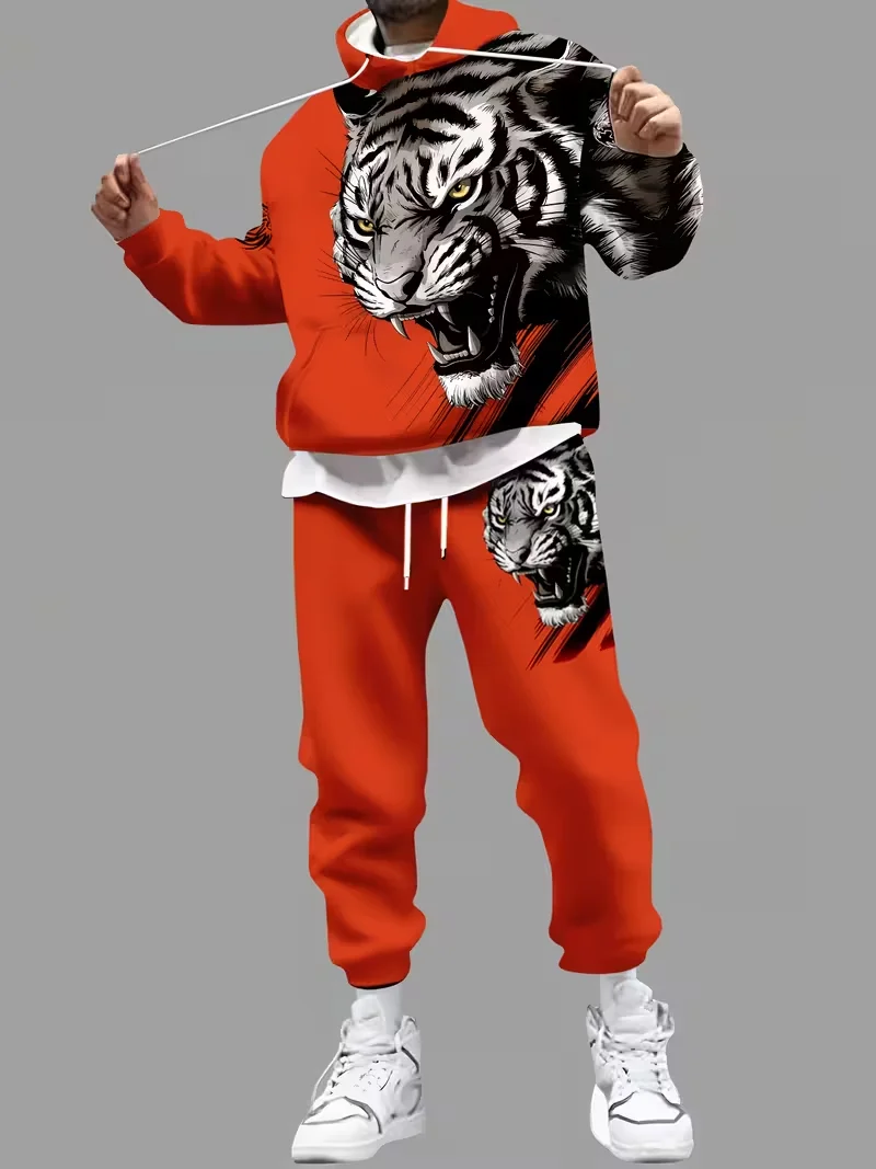 لهب الأسد البلوز هوديس مجموعات ثلاثية الأبعاد الطباعة الرجال النساء موضة هوديي + بانت 2 قطعة مجموعات تأثيري بدلة رياضية رجالي 2 قطعة مجموعات