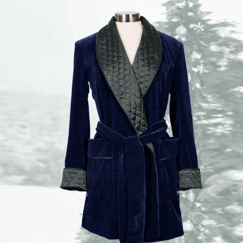 Men Suit Purple Velvet Smoking Jackets Black Shawl Lapel Formal Tuxedos One Piece Long Coat Slim Fit Costum Made Terno
