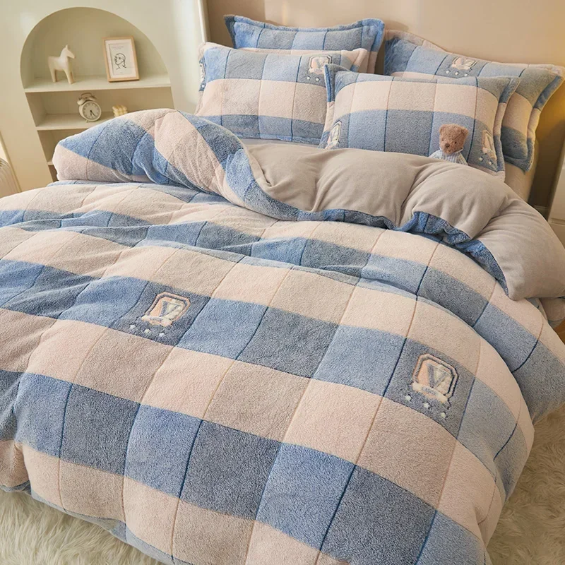 

Flannel Fleece Printed Duvet Cover 1 Pc , Thickened Breathable Fast Warming Quilt Cover/Comforter/Winter Luxury Blankets