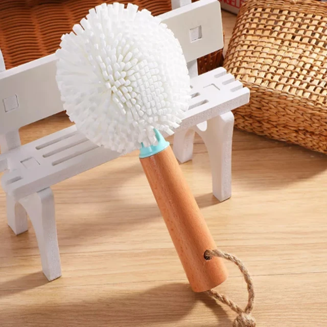 Brosse à tasse ronde blanche à Long manche, brosse à tasse Thermos haut de  gamme en mousse de hêtre, brosse de nettoyage de bouteilles de lait -  AliExpress