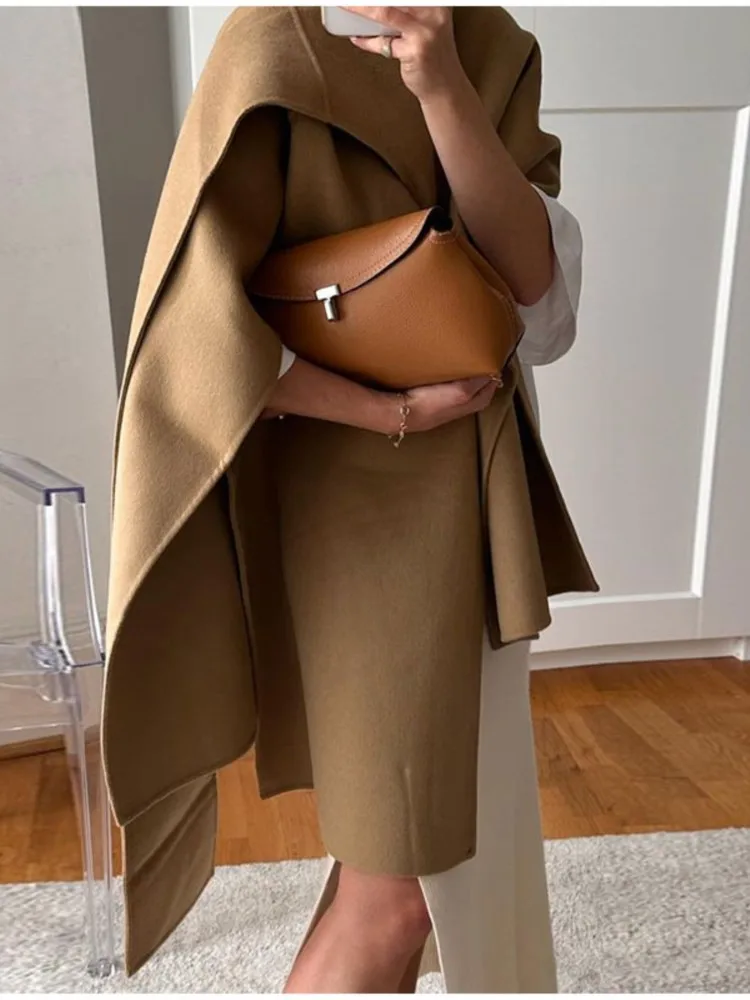 

Женский свободный тренчкот с шарфом, элегантная шерстяная накидка, Повседневная теплая Дамская офисная уличная одежда, осень 2023