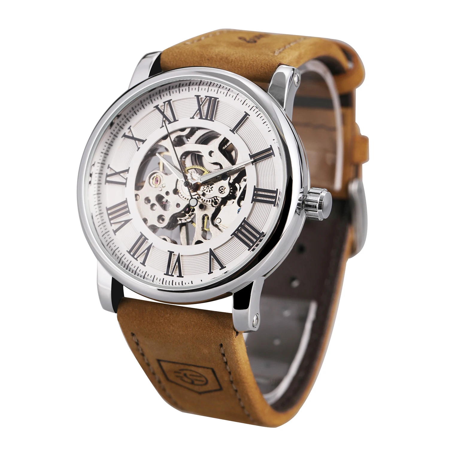 Luxury Skeleton Mechanical Watch For Men With Leather Strap_voghion.com
