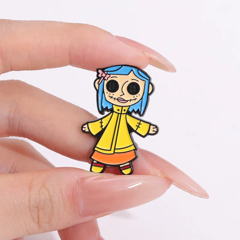 1-23Pcs/Set Enamel Pins Horror Animated Movies Coraline Doll Halloween Punk Character Metal Brooch Lapel Badge Accessory Gifts