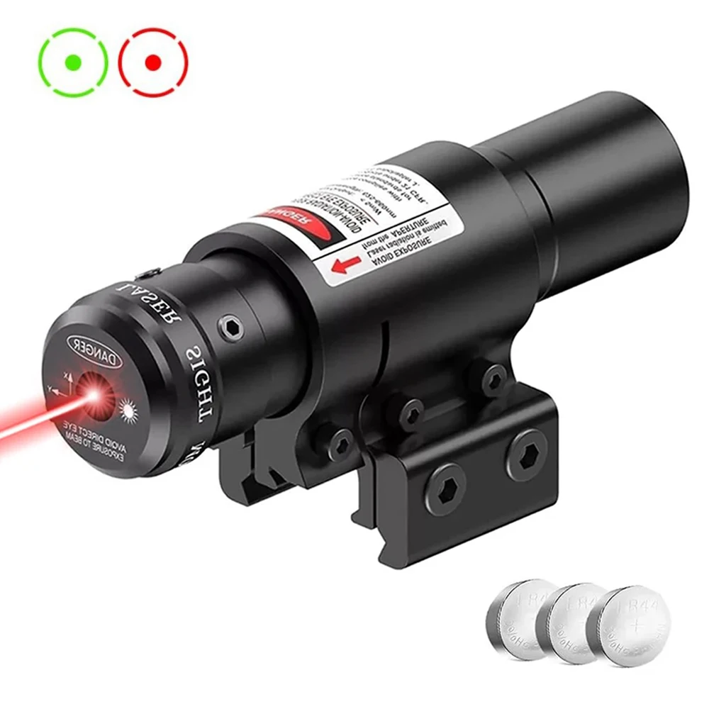 Compact Red Green Laser Sight Tactical Laser Sight Pointer Adjustable Pistol Rifle Gun with Rail Mount for Airsoft Hunting