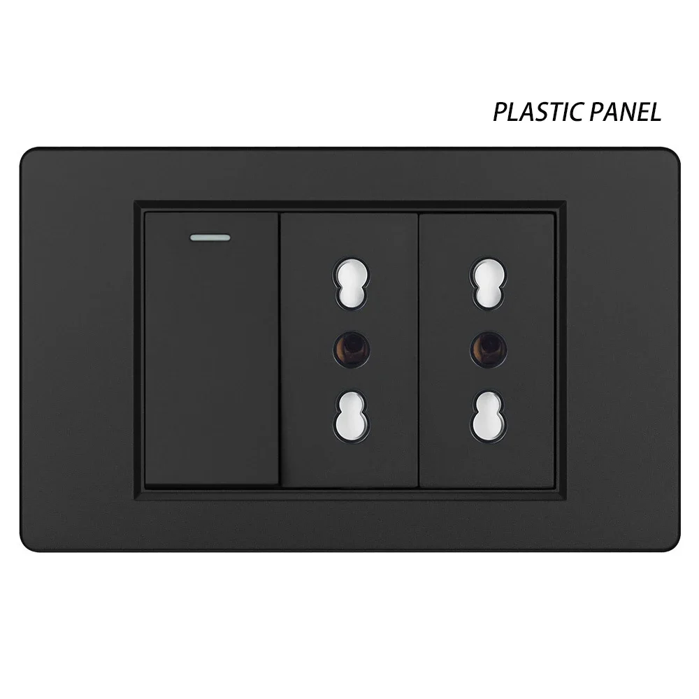 이탈리아 스위치 USB 월 소켓 칠레 플러그 핀 직사각형 칠레 아울렛 이탈리아 EU 전원 강화 유리/플라스틱 패널 가정 사무실용