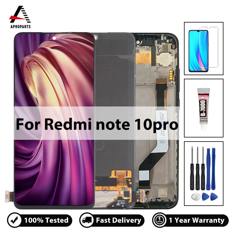 

ЖК-экран для Xiaomi Redmi Note 10 Pro M2101K6G M2101K6R дигитайзер сенсорный экран для телефона ремонт аксессуар замена
