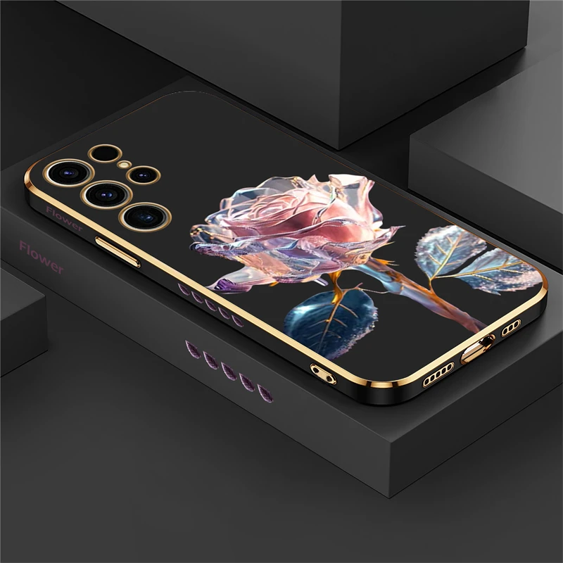 Luxury Rose Flower Silicone Shockproof Phone Case Cover