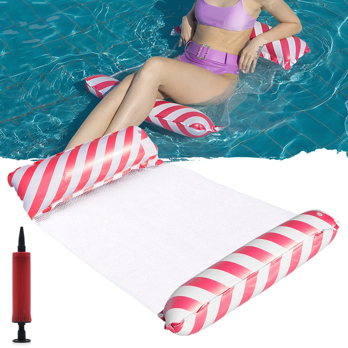 Inflatable Water Mat Summer For Adult Water Hammock Recliner Inflatable Floating Swimming Mattress Sea Swimming Ring Pool Party Toy Lounge Bed