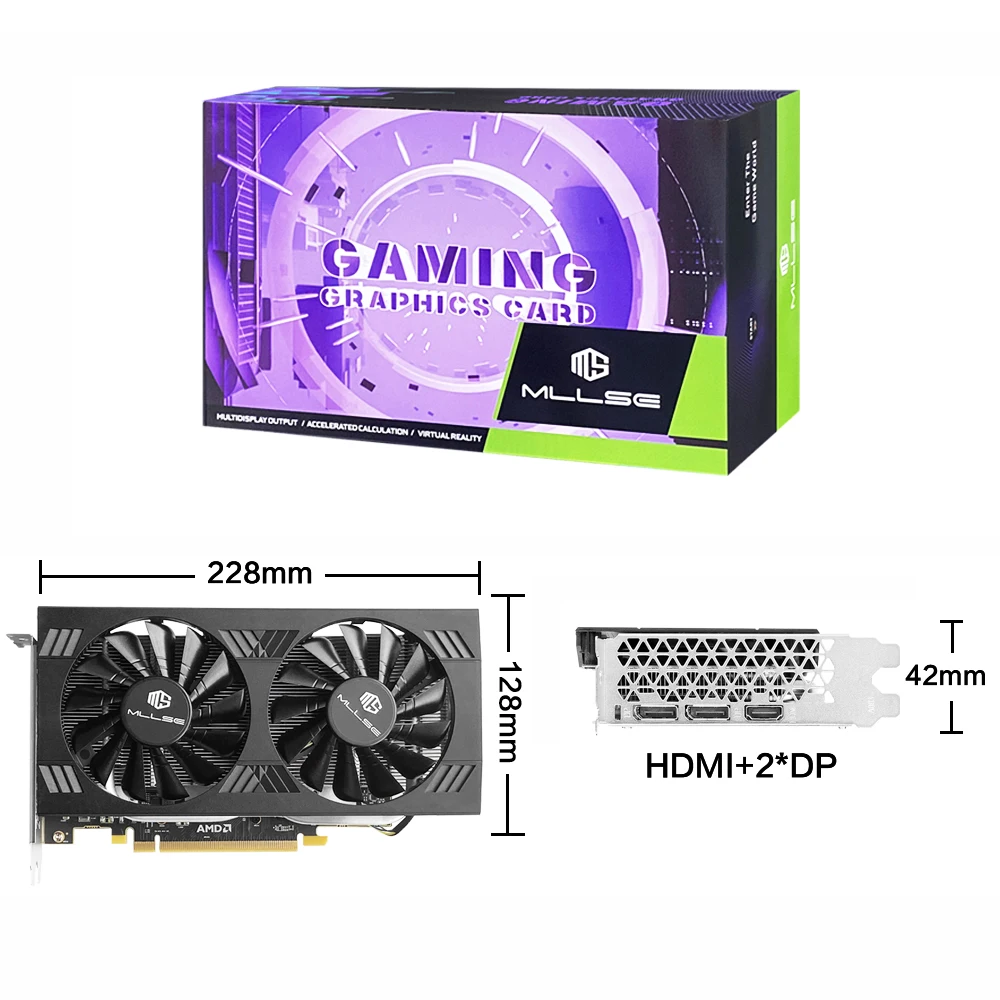 MLLSE AMD RX 580 8GB 2048SP Graphics Card Video Card GDDR5 256Bit PCI-E 3.0 ×16 8Pin Radeon GPU Rx 580 Gaming Placa De Video