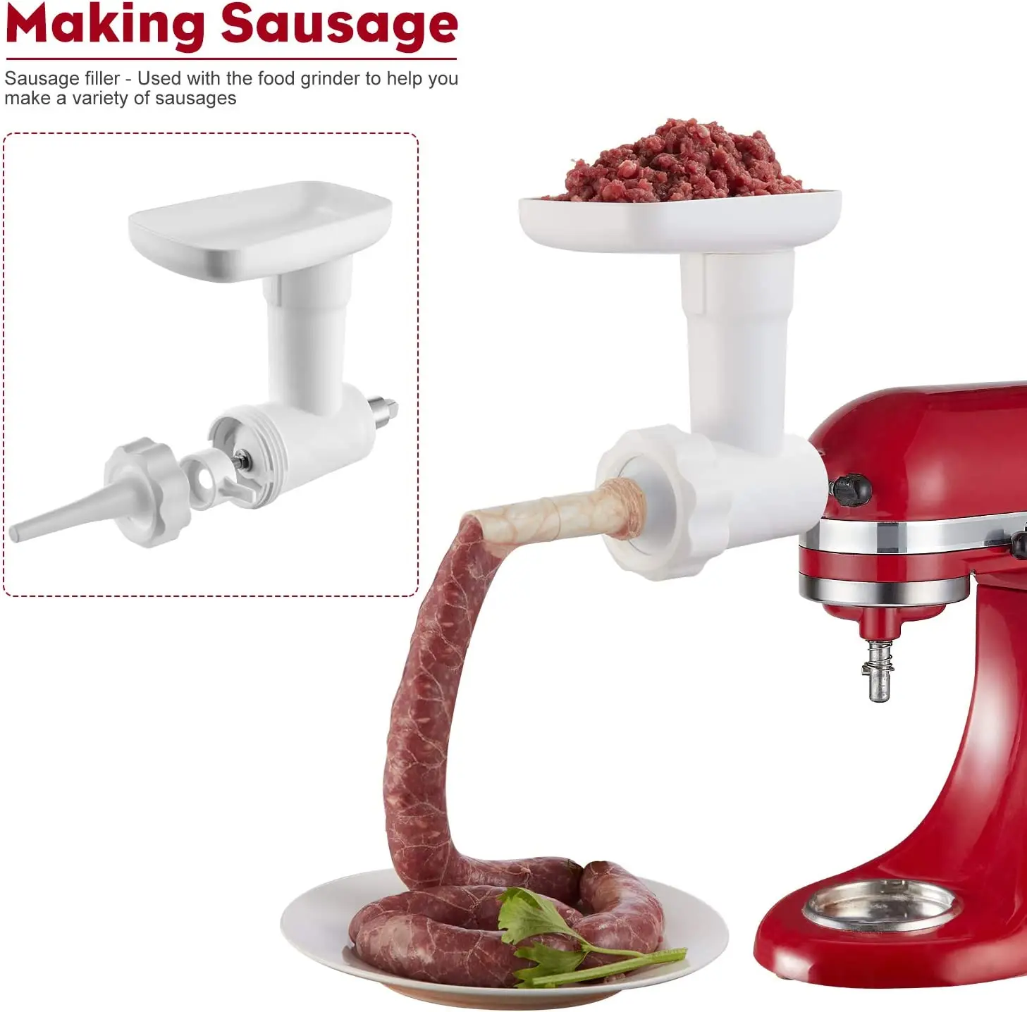 Obst-und Gemüsesieb-Aufsatz satz für Kitchen aid Stand mixer, einschl ießlich Lebensmittel mühlen aufsatz mit Wurst füll rohr