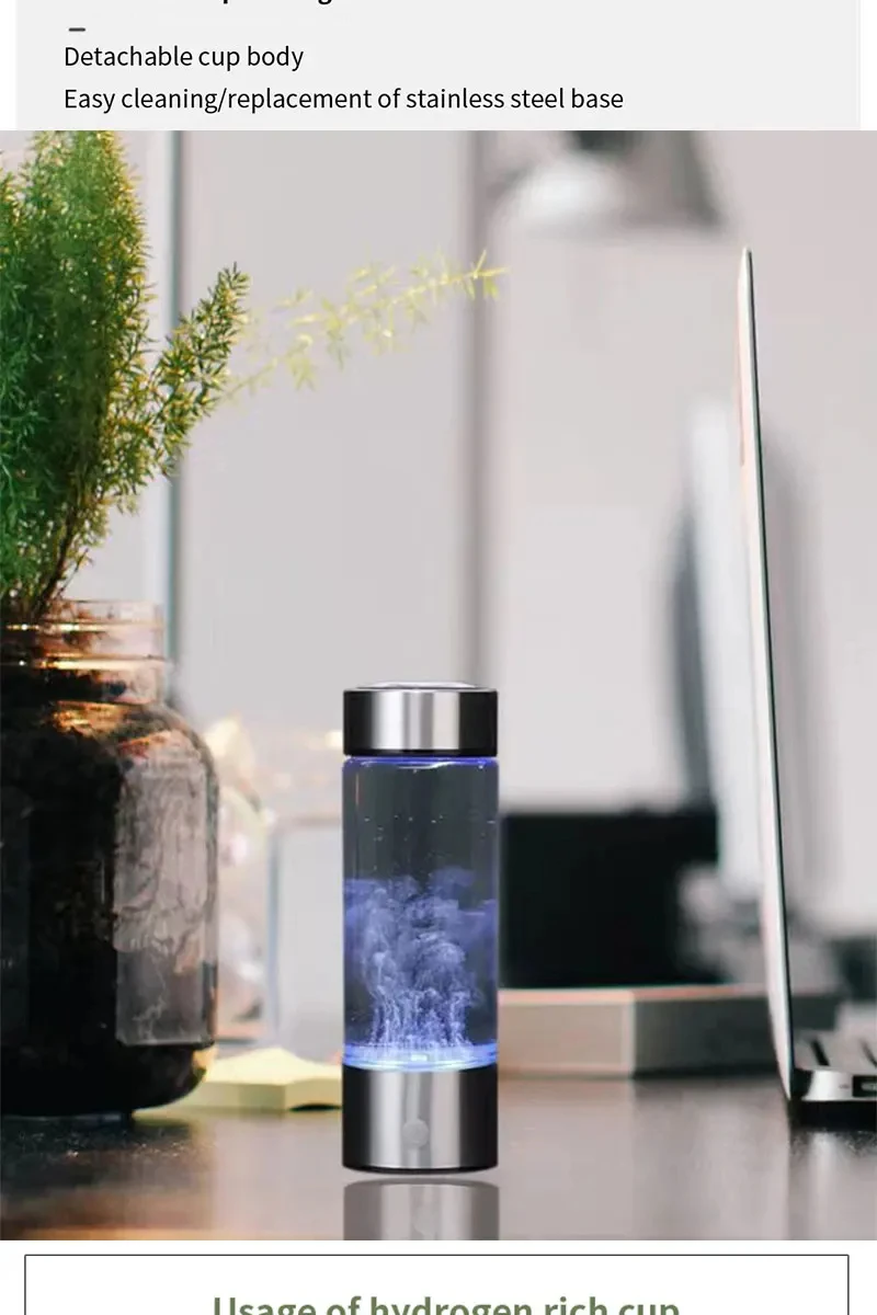 Secf67d28f319445b99791084905d9e34M Portable Hydrogen Water Generator Alkaline Maker Rechargeable Water Ionizer Bottle Super Antioxidan Hydrogen-Rich Water Cup