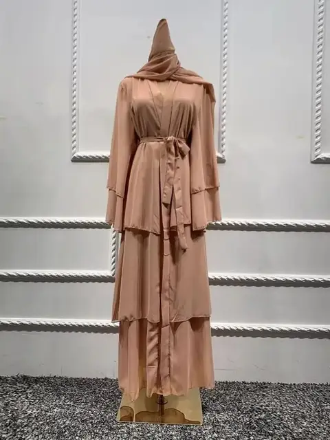 Robe longue en mousseline de soie pour femmes musulmanes, Abaya ouverte, Dubaï, Turquie, Islam, Arabe, Robe musulmane, Caftan marocain