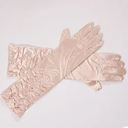 Elegant Vintage Silk Gloves in Black and Purple - All yards (Lotus root color)