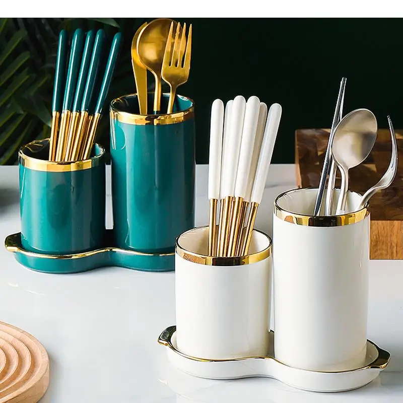 

Creative Ceramic Chopstick Rests Household Tableware Storage Racks Kitchen Drain 2 Piece Set Chopstick Holders Household Items