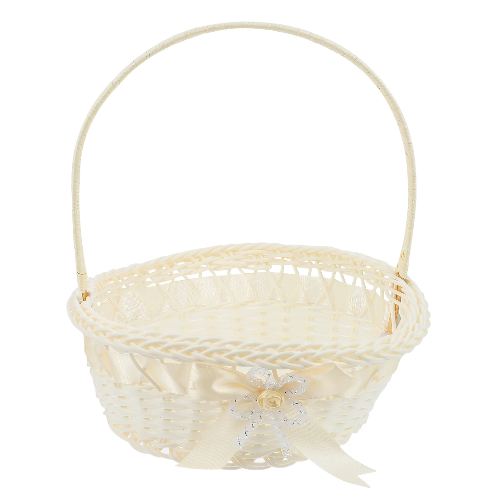 

Picnic Basket Woven Flower Wedding Arrangement Gift Strawberry Party Supply Girl Packing White