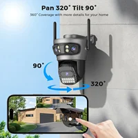 2 caméras de sécurité WiFi PTZ 15MP 8K 2.4G/5G à trois objectifs et trois écrans, caméra de surveillance extérieure avec détection humaine, application O-KAM PRO 2
